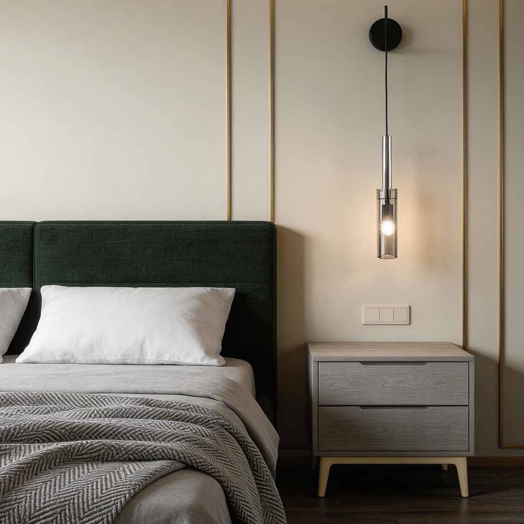 Black Modern Copper Wall Lamp for Bedside, Living Room, or Bedroom
