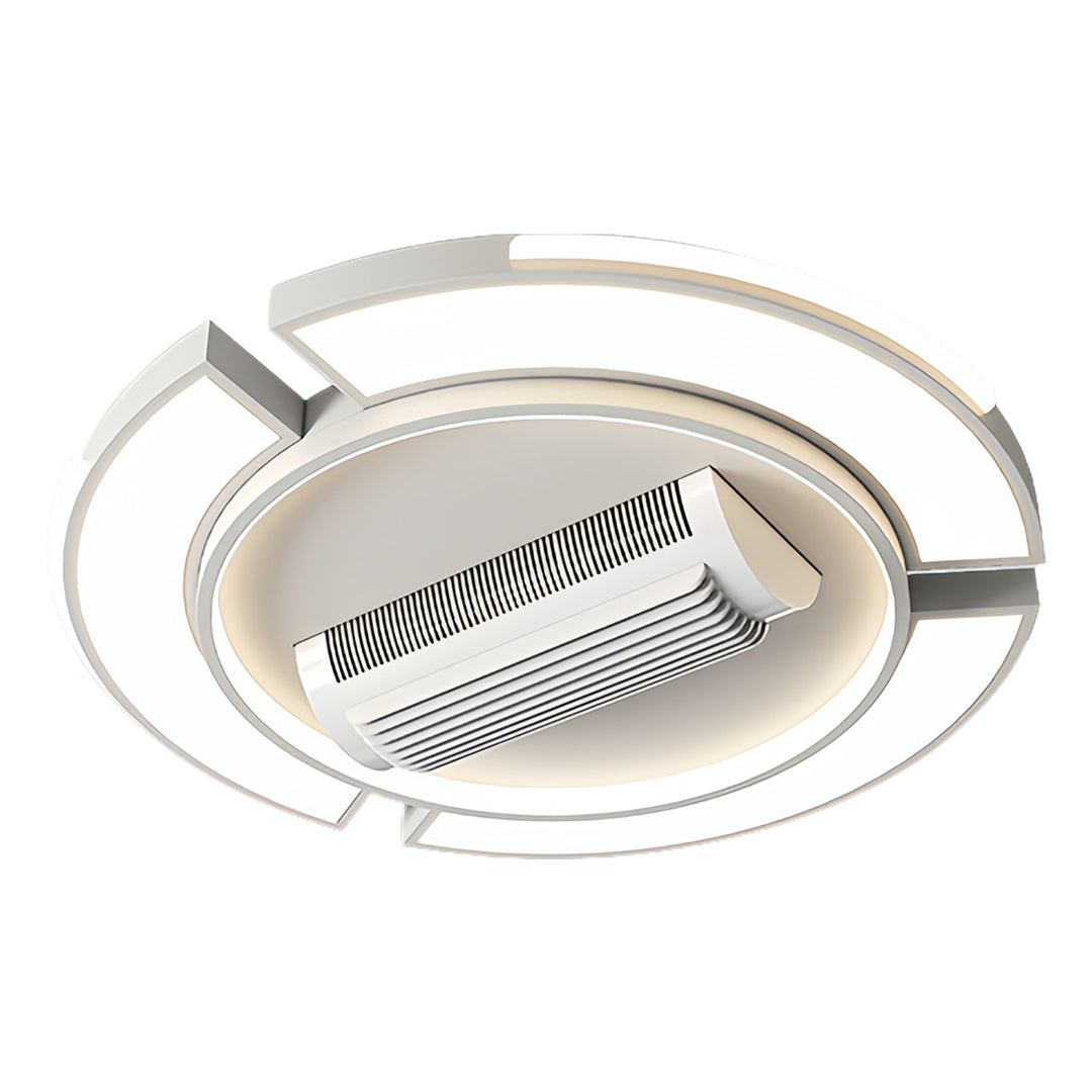 Modern Bladeless LED Ceiling Fan with Light, White for Living Room