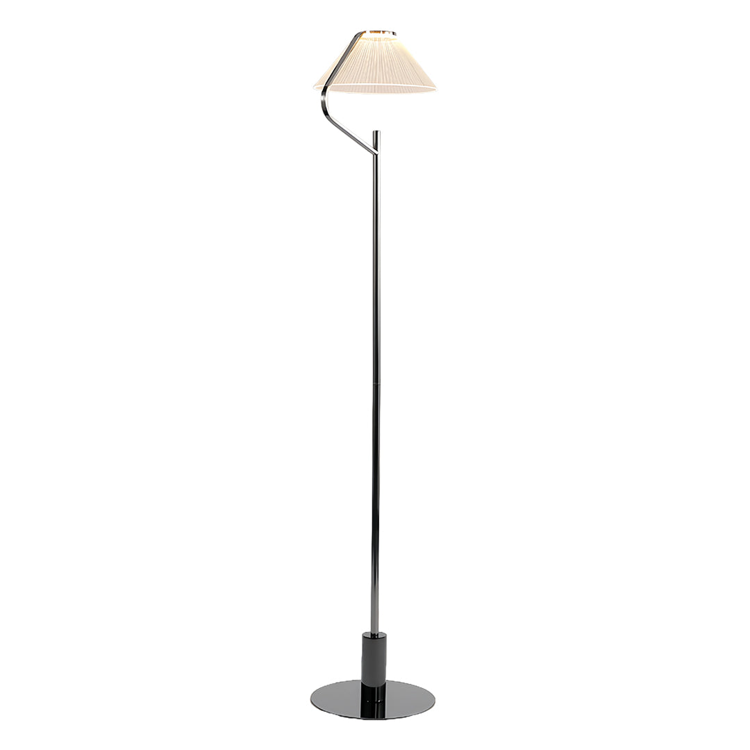 Elegant Chrome LED Floor Lamp with Acrylic Shade for Modern Living Rooms