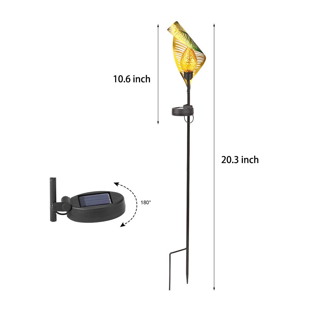 Sleek Green Metal Leaf LED Solar Post Light for Outdoor Garden Pathway