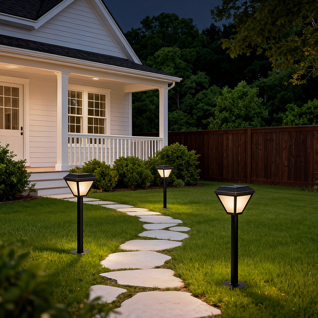 Modern Solar LED Bollard Path Lights - Durable Outdoor Landscape Stake Lights