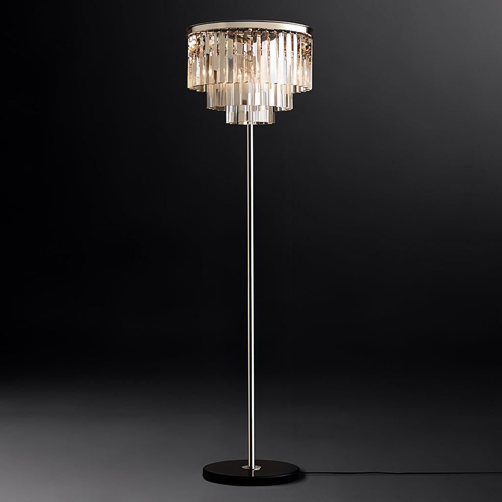 Glamorous Crystal Floor Lamp in Gold Finish for Luxurious Living Spaces