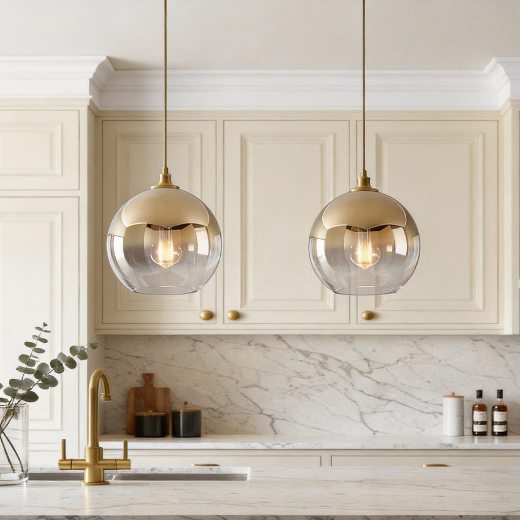 Modern Clear Glass Round Pendant Light Fixture for Dining Room Decor