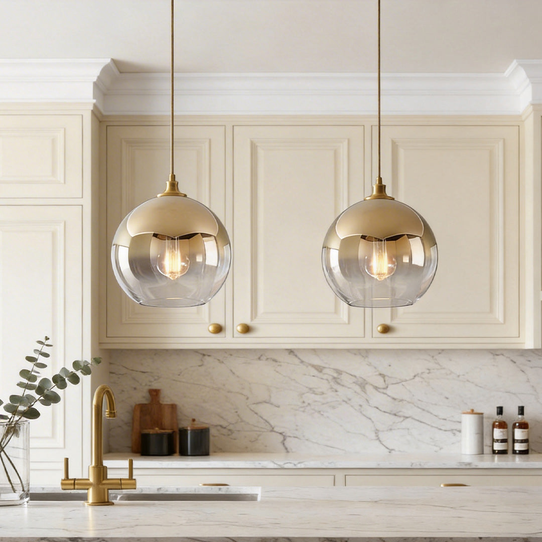 Modern Clear Glass Round Pendant Light Fixture for Dining Room Decor