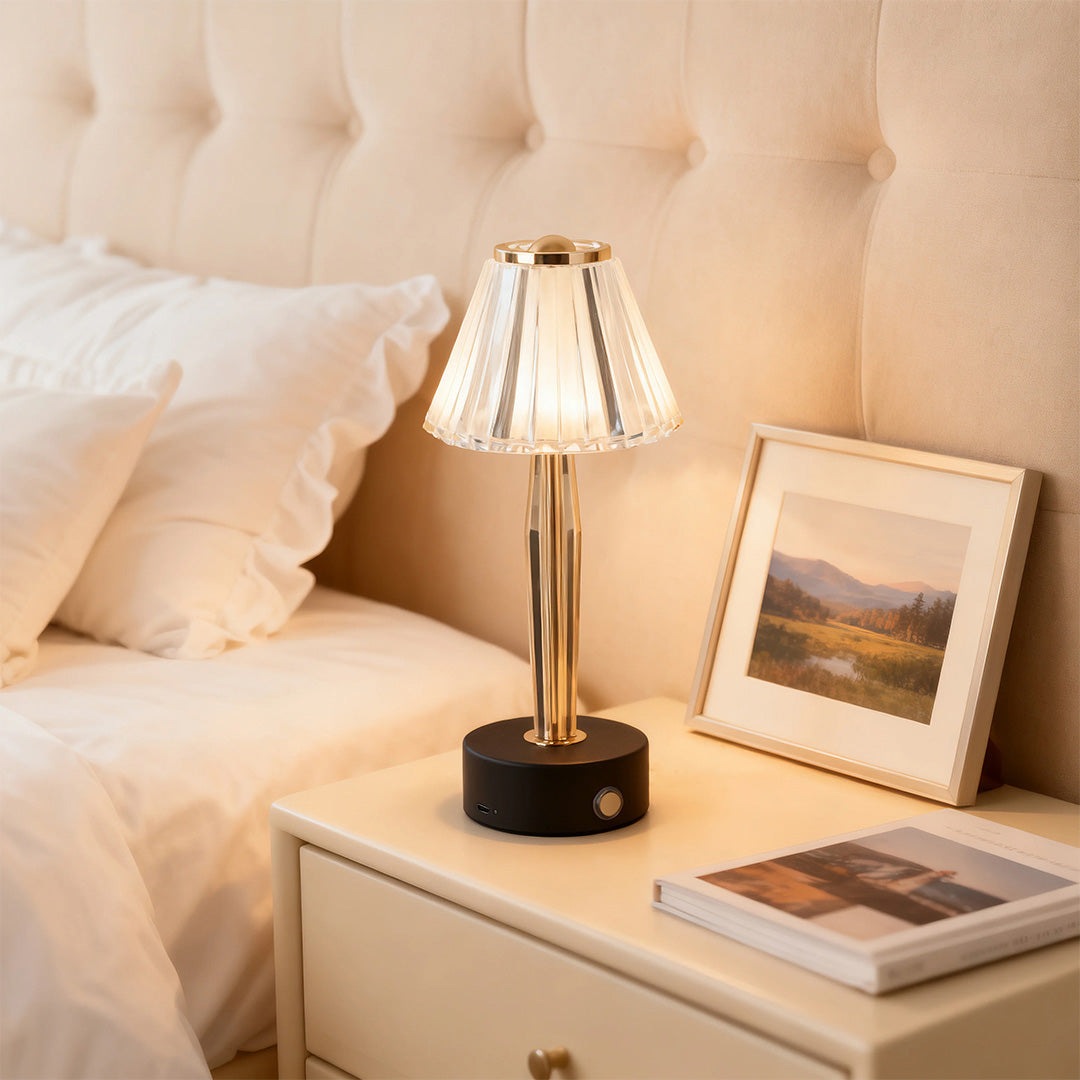 Elegant Iron and Acrylic Table Lamp with USB Touch Control for Bedrooms