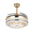 Modern Gold Crystal Ceiling Fan with Light for Living Room Décor