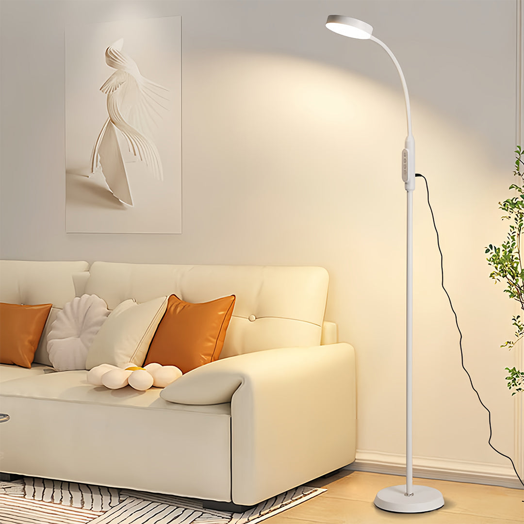 Modern Minimalist White LED Floor Lamp for Reading and Task Lighting