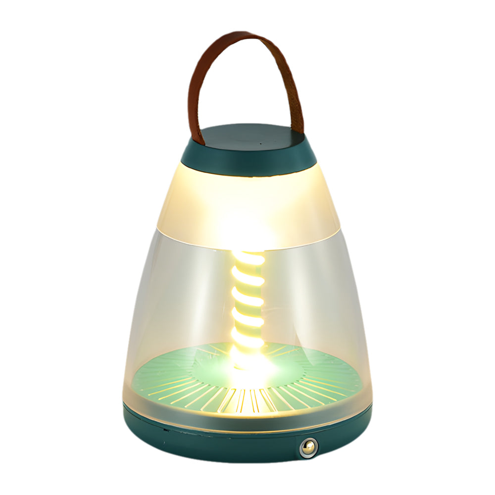 Modern White Spiral LED Table Lamp - Battery-Powered for Outdoor Use