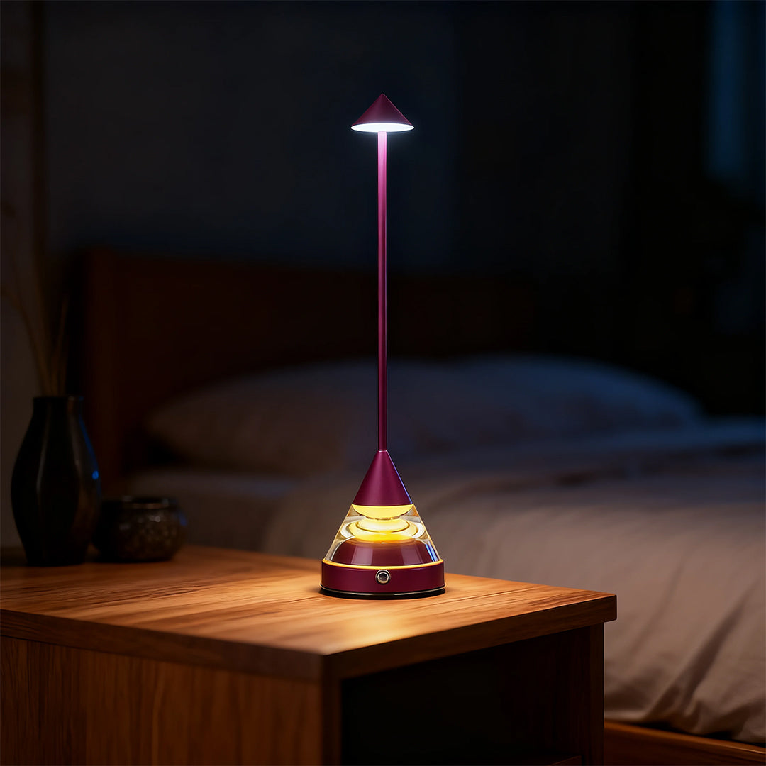 Contemporary Black Aluminum Pointed Table Lamp for Bedroom or Office