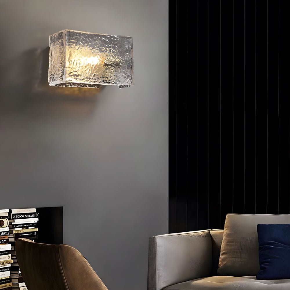 Modern Brass Ripple Glass Wall Lamp for Elegant Bedroom Lighting