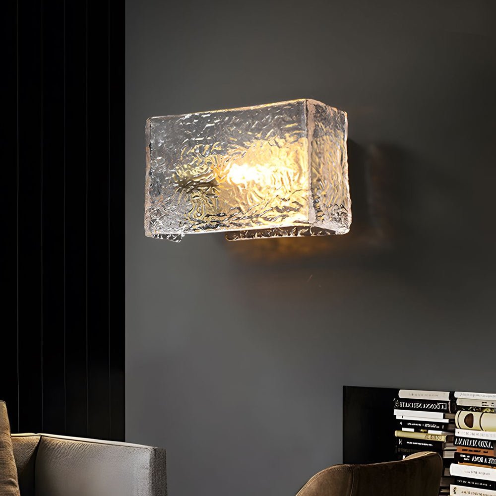 Modern Brass Ripple Glass Wall Lamp for Elegant Bedroom Lighting