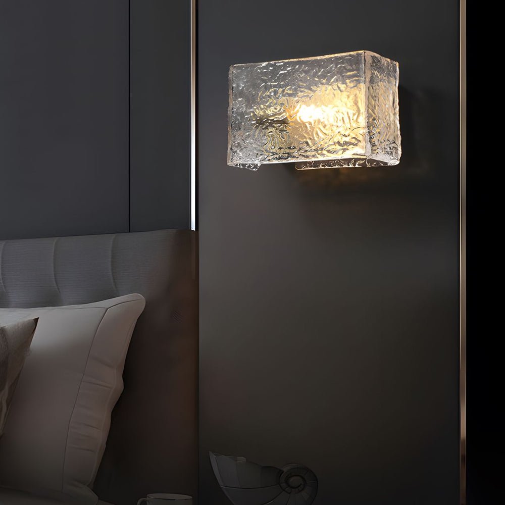 Modern Brass Ripple Glass Wall Lamp for Elegant Bedroom Lighting