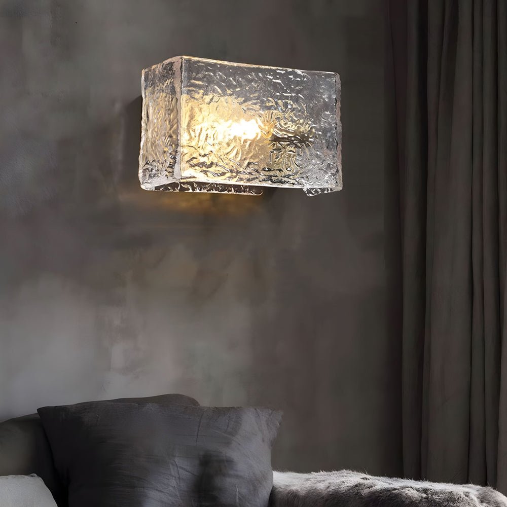 Modern Brass Ripple Glass Wall Lamp for Elegant Bedroom Lighting