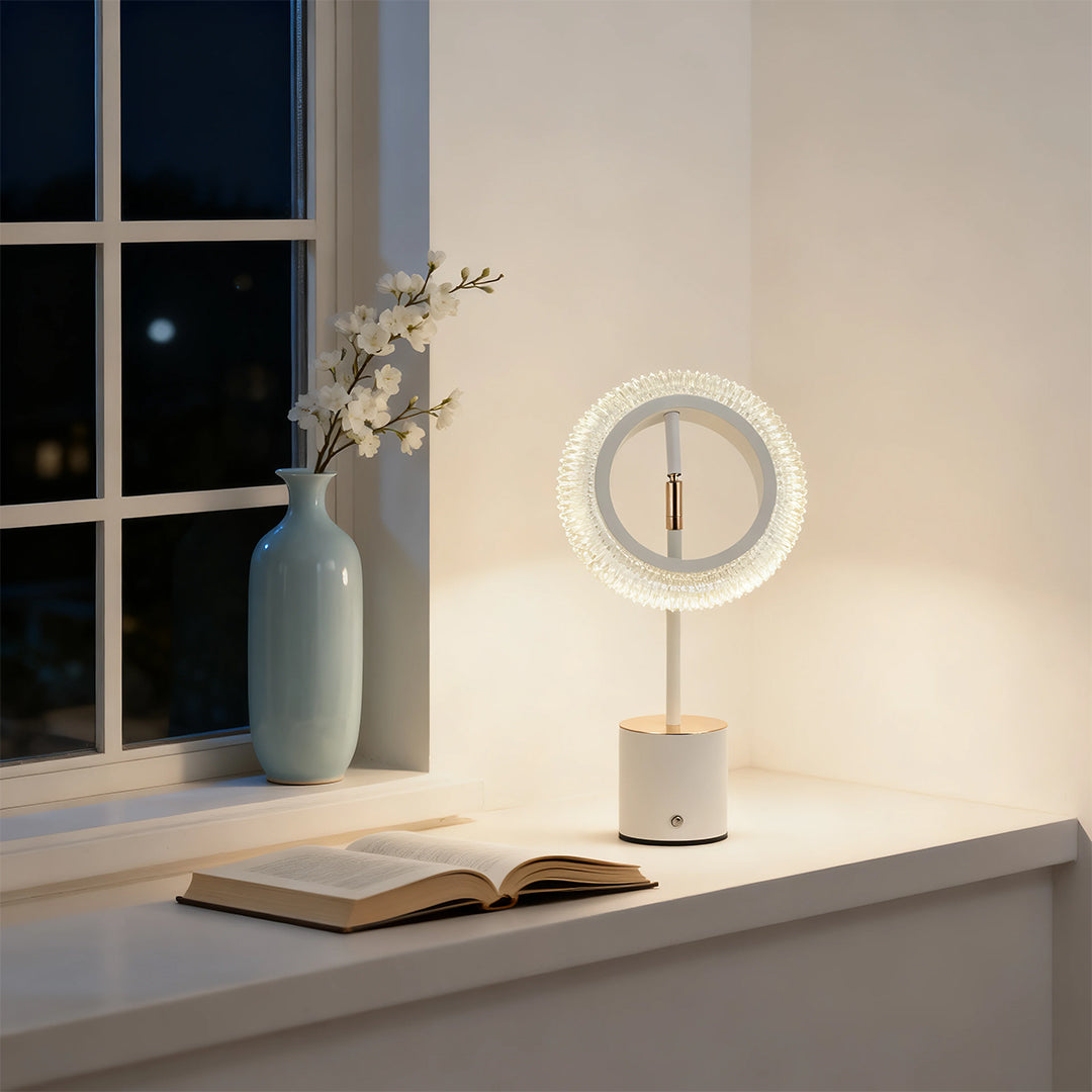 Minimalist White Ring Touch Table Lamp for Living Room Bedroom Decor