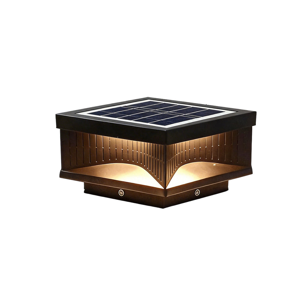 Modern Square LED Outdoor Pillar Light Fixture - Stylish Stripe Design