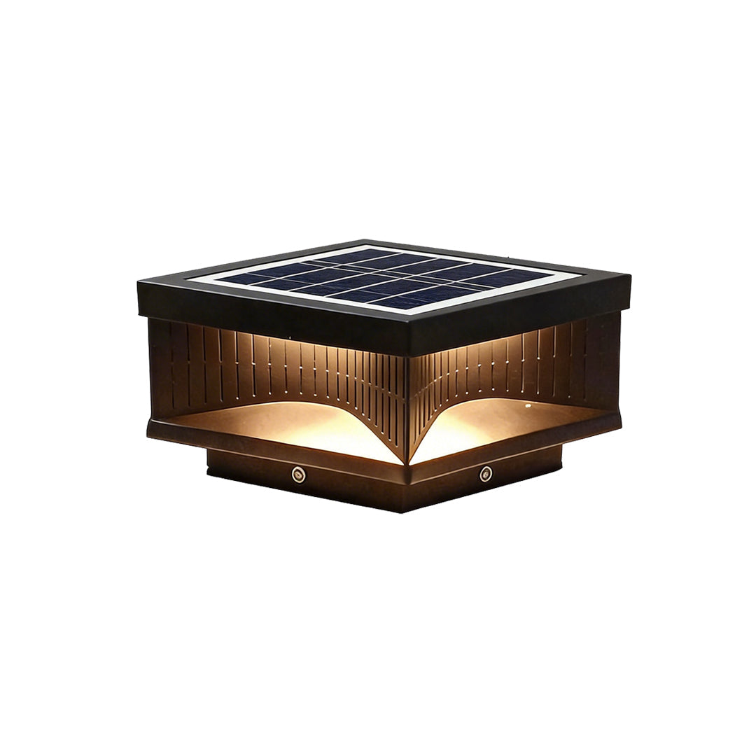 Modern Square LED Outdoor Pillar Light Fixture - Stylish Stripe Design