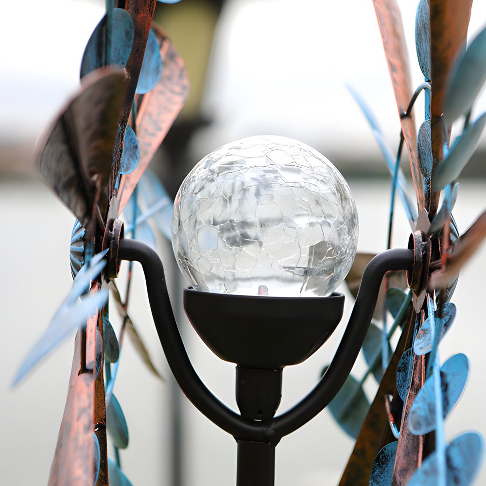 Chic Vintage Iron Solar Garden Stake Lights Set - Elegant Wind Spinners