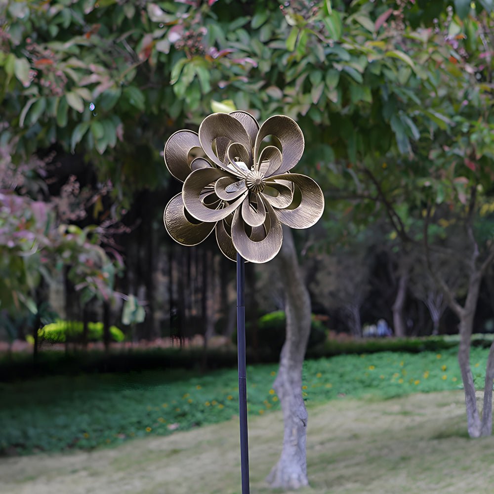 Chic Vintage Iron Solar Garden Stake Lights Set - Elegant Wind Spinners