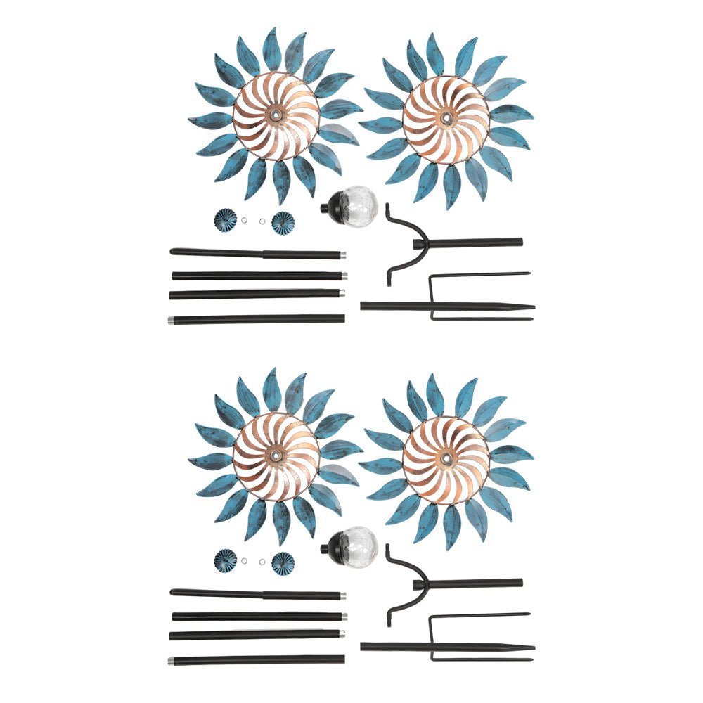 Chic Vintage Iron Solar Garden Stake Lights Set - Elegant Wind Spinners