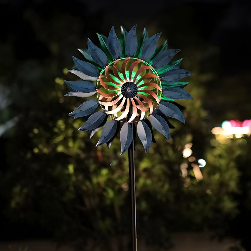 Chic Vintage Iron Solar Garden Stake Lights Set - Elegant Wind Spinners