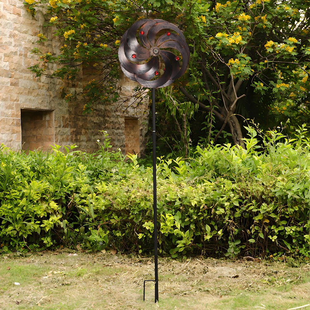 Chic Vintage Iron Solar Garden Stake Lights Set - Elegant Wind Spinners