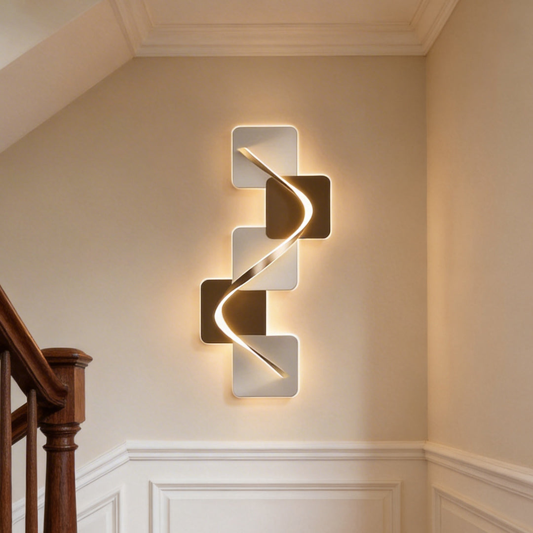 Geometric Wave Pattern LED Wall Sconce Light for Modern Living Room Decor