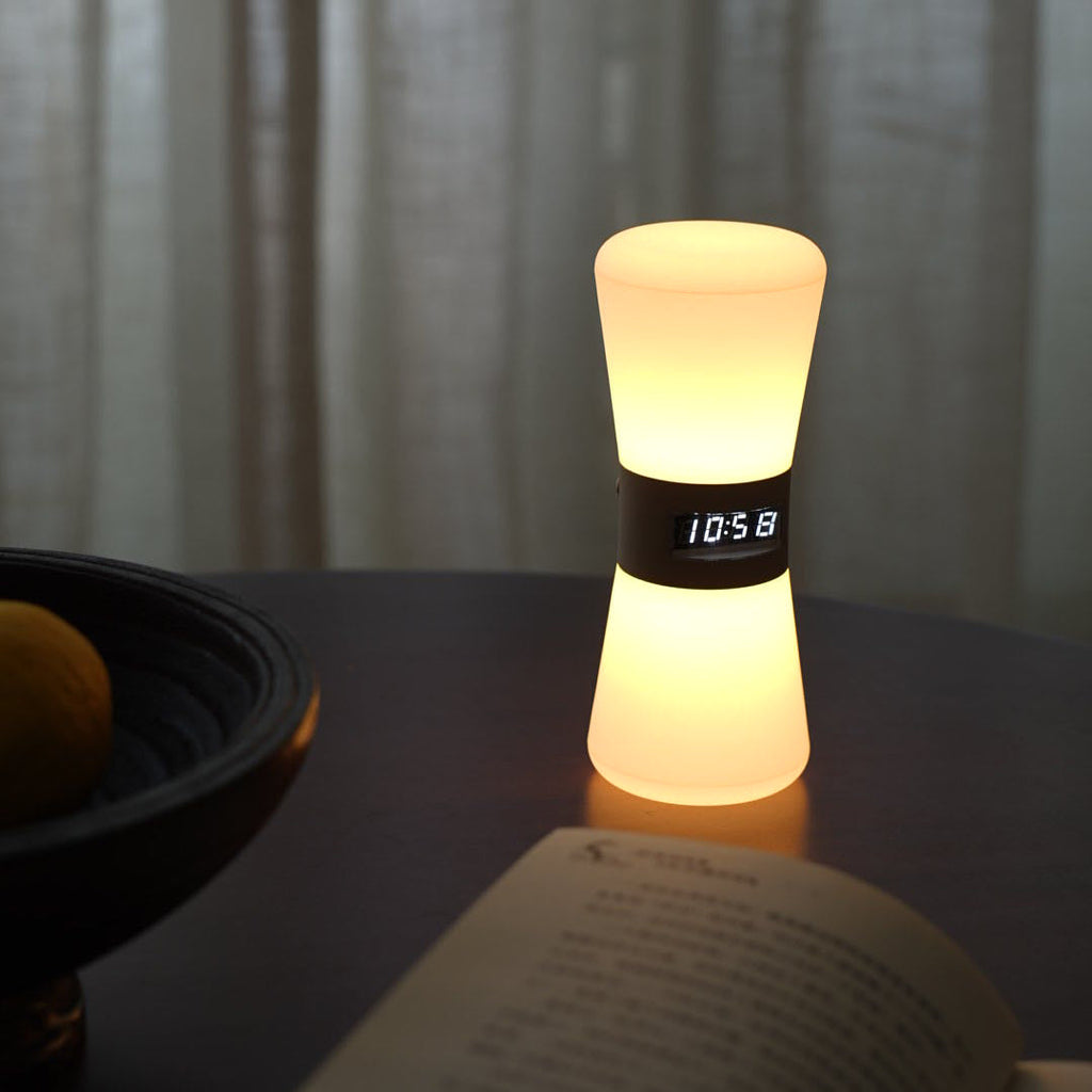 Modern White Hourglass Table Lamp with Gravity Sensor for Home Decor