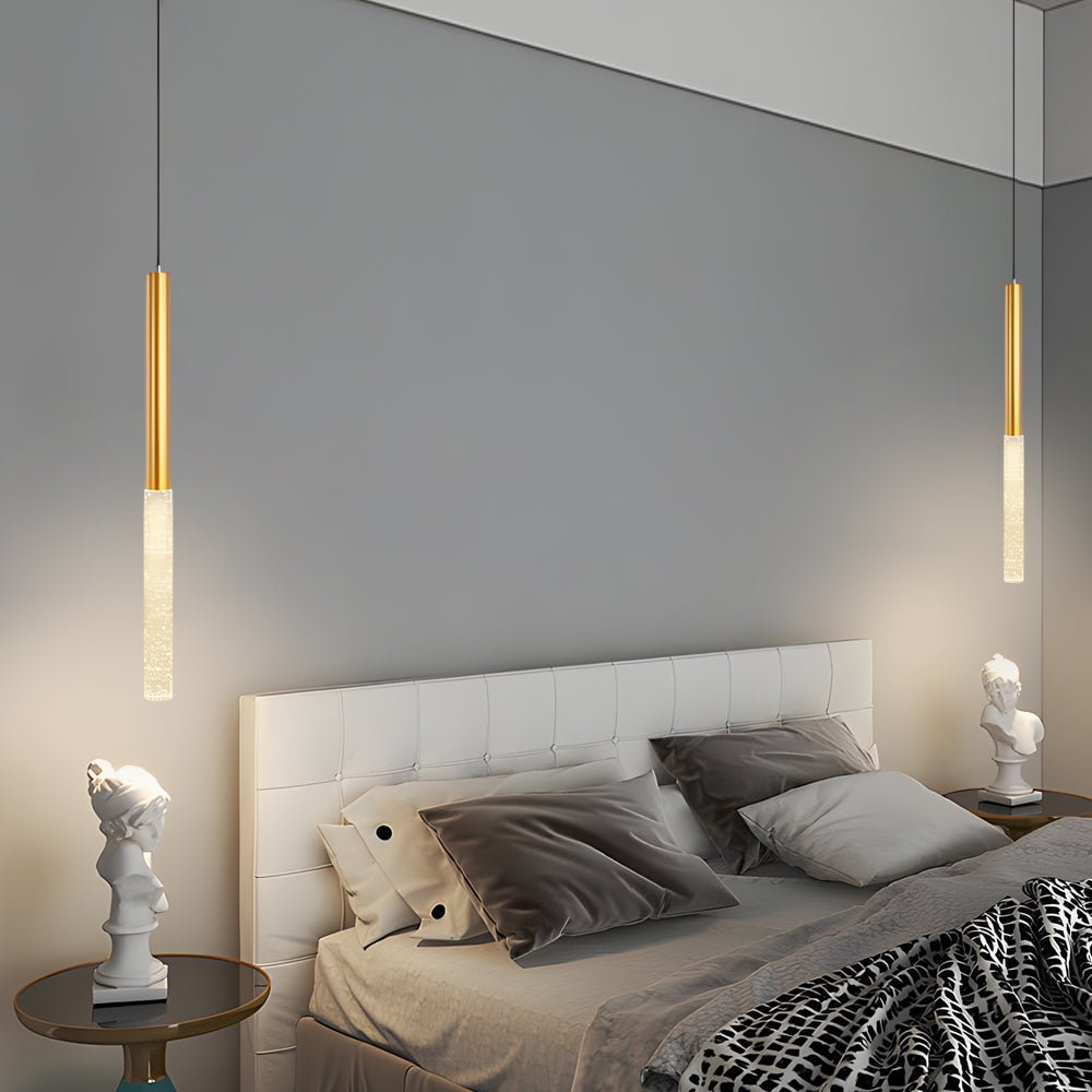 Modern Elongated Cylinder Acrylic Pendant Light with 3-Step Dimming for Living Room