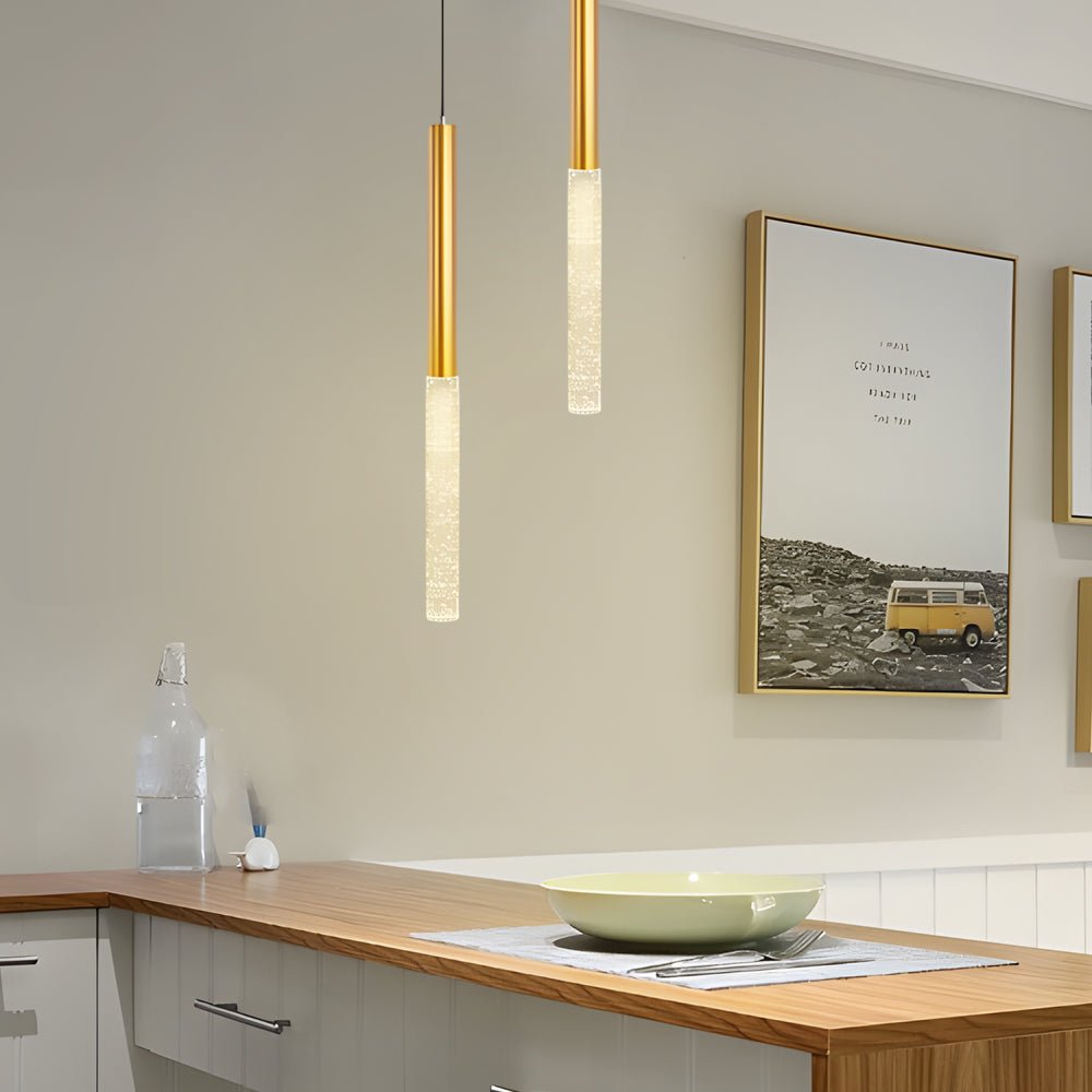 Modern Elongated Cylinder Pendant Light with 3-Step Dimming for Dining