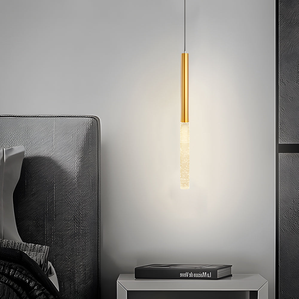 Modern Elongated Cylinder Acrylic Pendant Light with 3-Step Dimming for Living Room