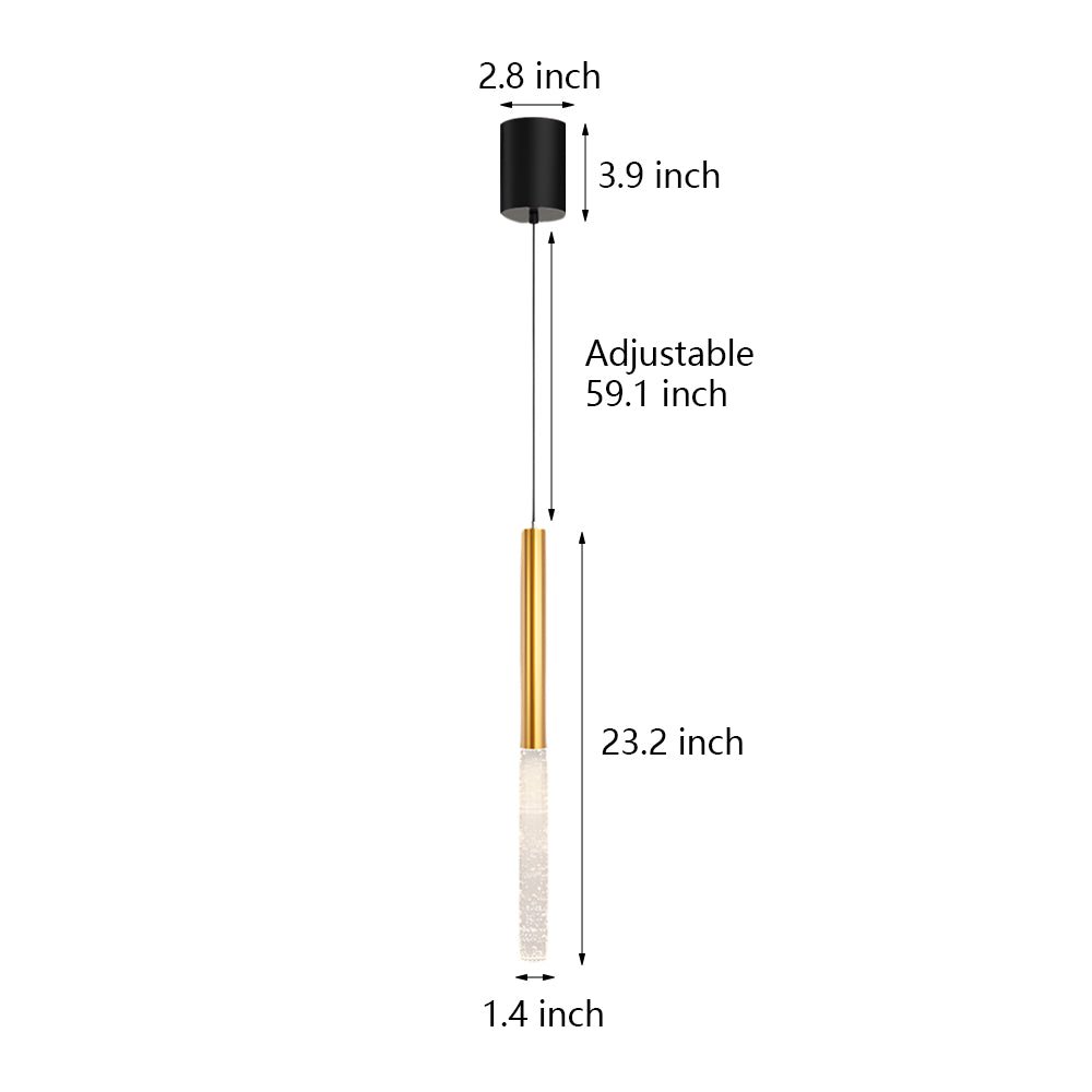 Modern Elongated Cylinder Pendant Light with 3-Step Dimming for Dining
