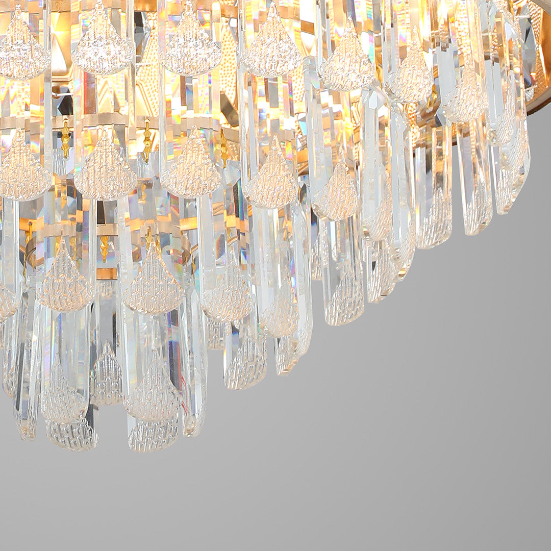 Luxurious Gold Iron Crystal Ceiling Fan Light for Elegant Living Room