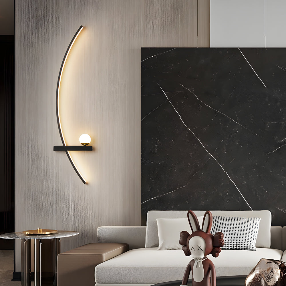 Elegant Silver Curved LED Wall Sconce for Modern Living Room Decor