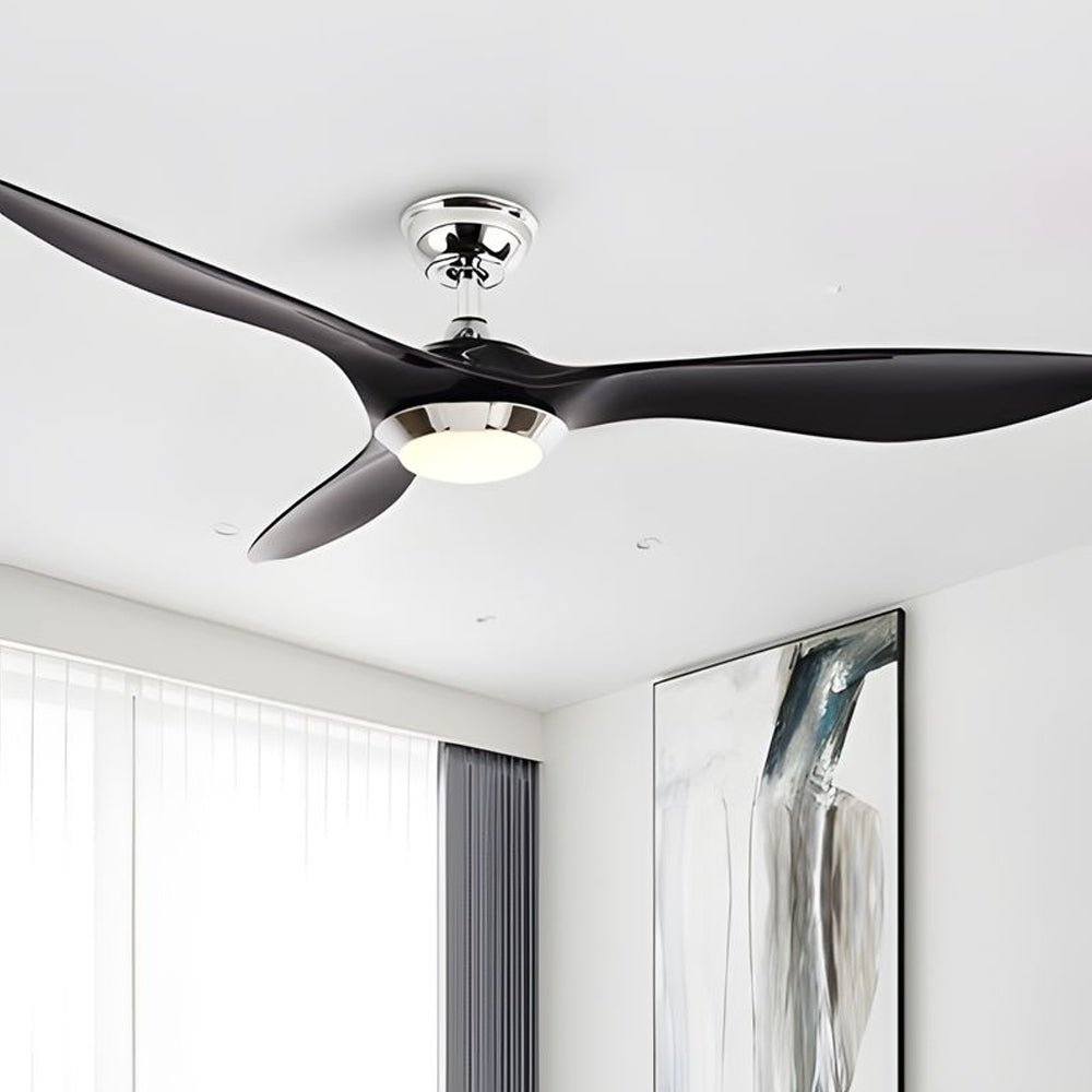 Modern Black 52" 3-Blade LED Ceiling Fan with Remote for Living Room