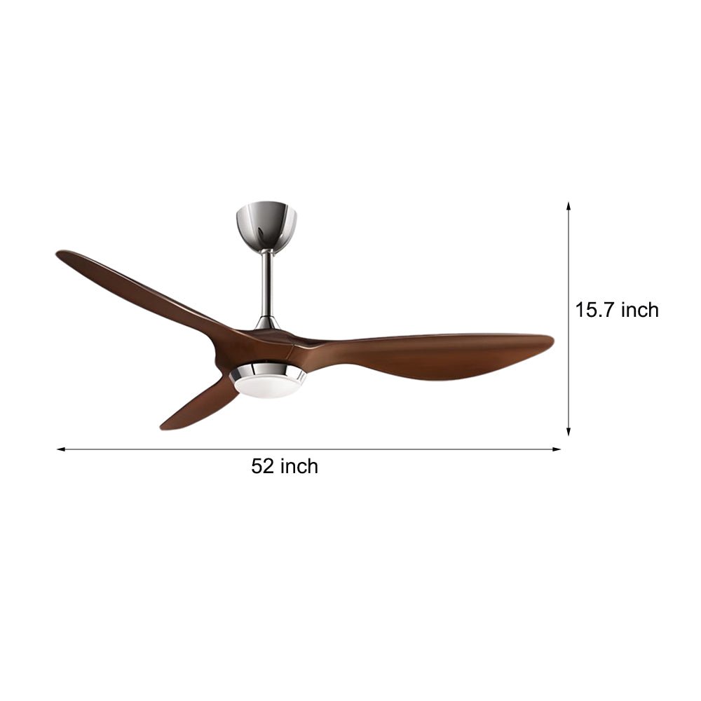 Modern Black 52" 3-Blade LED Ceiling Fan with Remote for Living Room