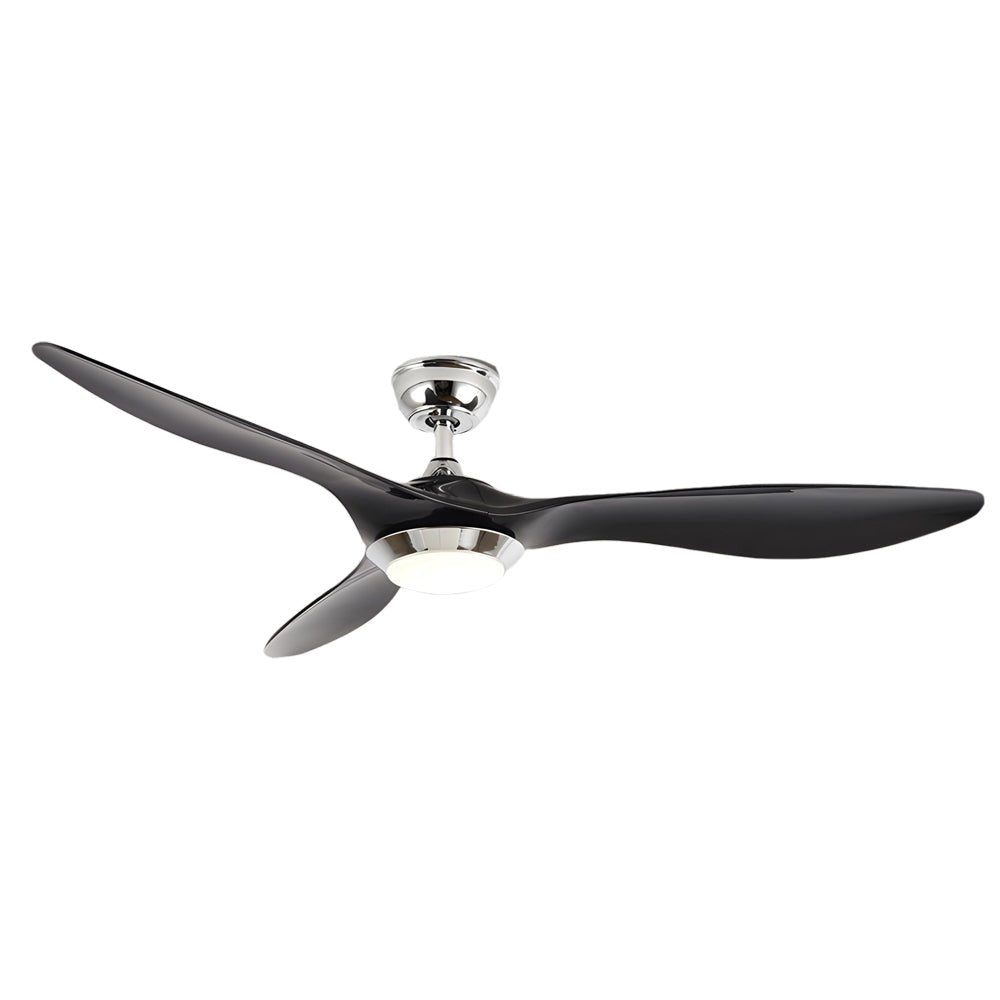 Modern Black 52" 3-Blade LED Ceiling Fan with Remote for Living Room