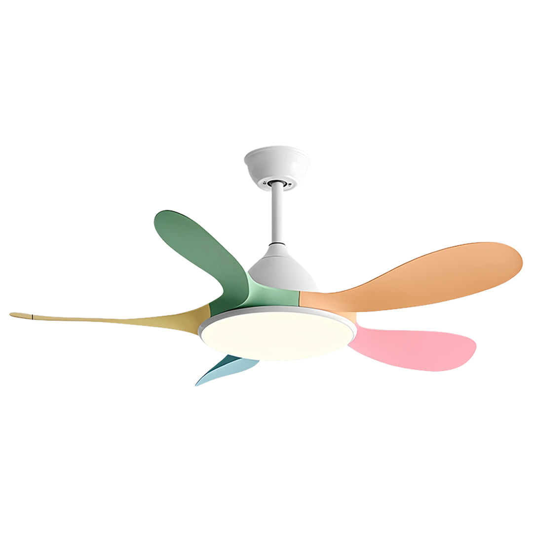 Contemporary White 5-Blade Ceiling Fan with LED Light for Home Office
