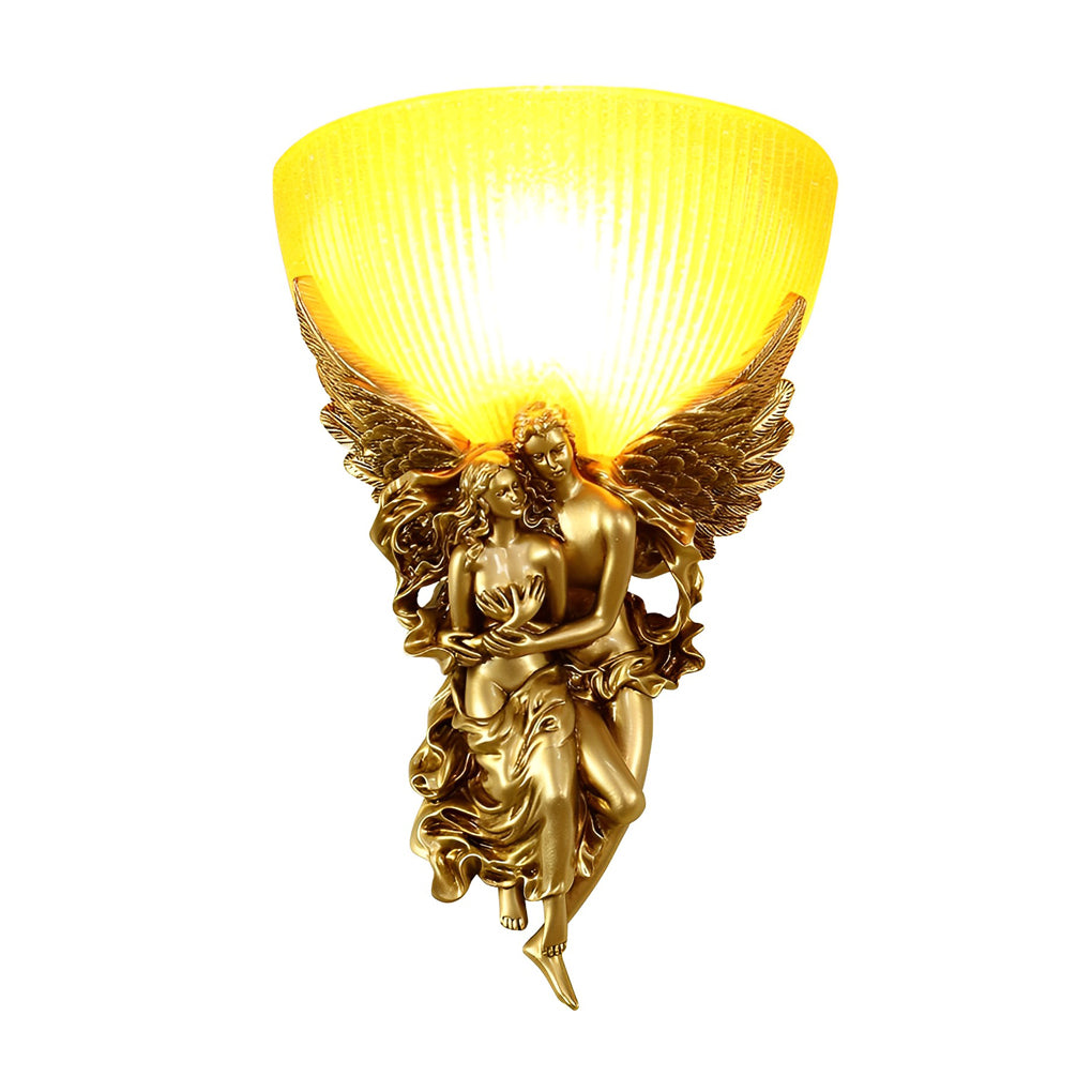 Elegant White Resin Angel Wall Sconce Light Fixture for Bedroom Decor
