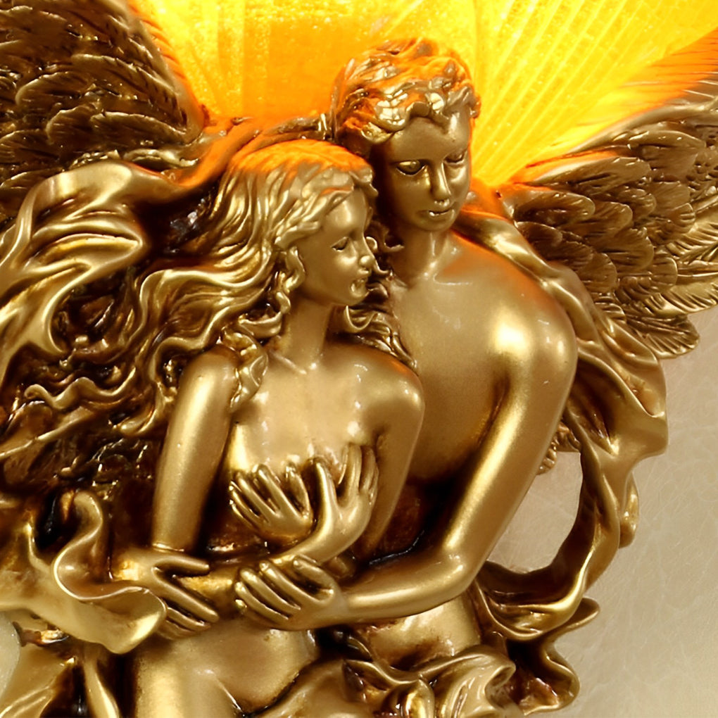 Elegant White Resin Angel Wall Sconce Light Fixture for Bedroom Decor