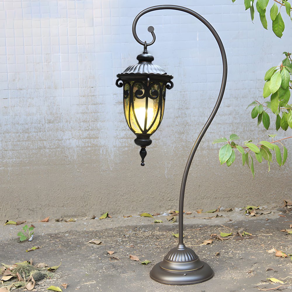Elegant European Arched Floor Lantern in Antique Bronze for Living Room