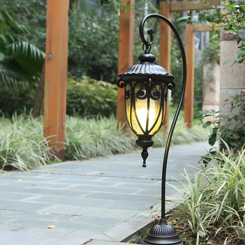 Elegant European Arched Floor Lantern in Antique Bronze for Living Room