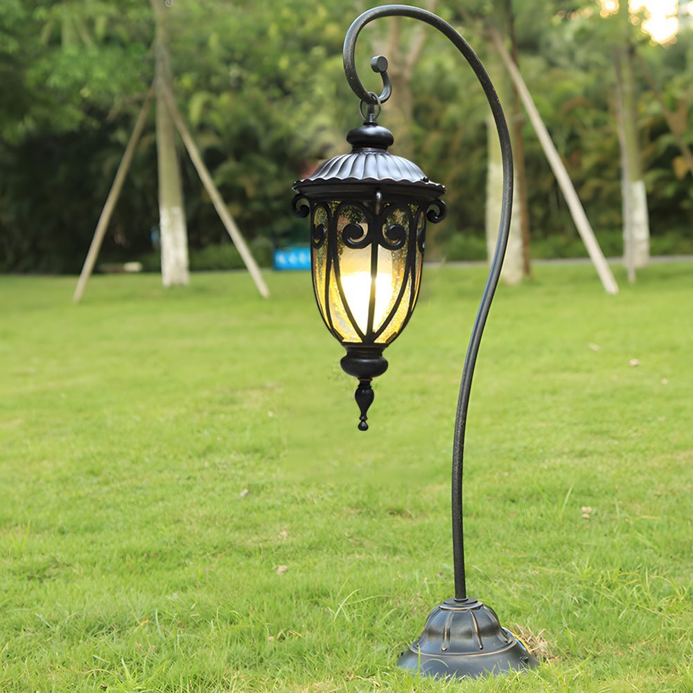 Elegant European Arched Floor Lantern in Antique Bronze for Living Room