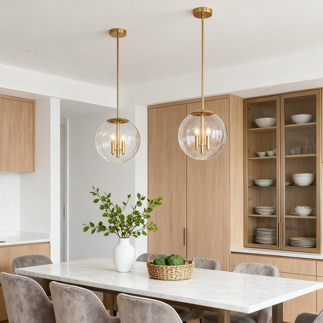 Elegant Clear Glass Globe Pendant Light for Modern Living Room Decor
