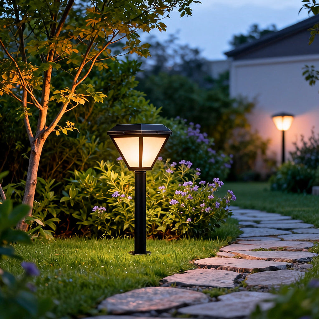Modern Solar LED Bollard Path Lights - Durable Outdoor Landscape Stake Lights