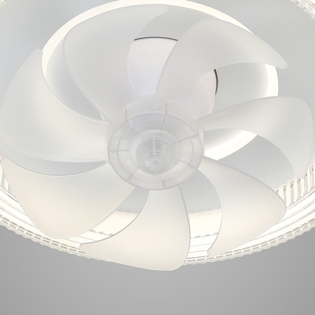 Modern White Circular Ceiling Fan with LED Light for Living Room Decor