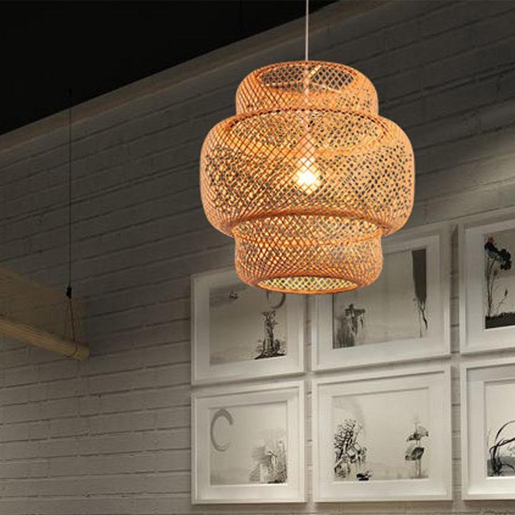 Rustic 3-Tier Bamboo Woven Pendant Light Fixture for Living Room✨
