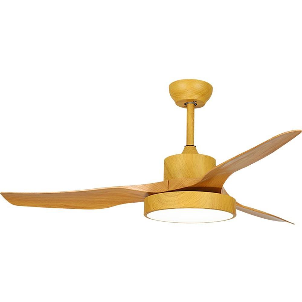 Rustic 3-Blade Wood Ceiling Fan with LED Light for Living Room Bedroom