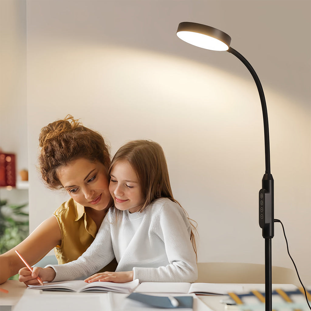 Modern Minimalist White LED Floor Lamp for Reading and Task Lighting