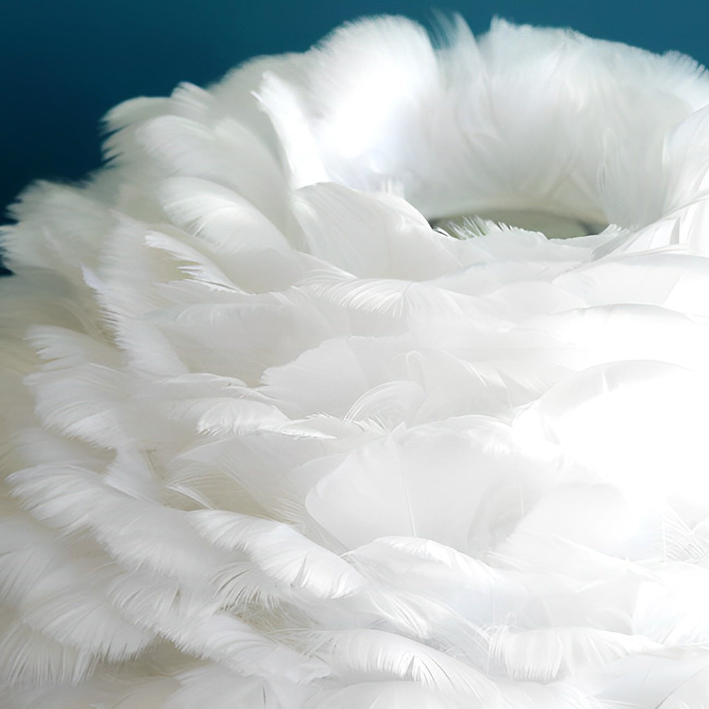 Modern White Feather LED Crystal Table Lamp for Bedroom Living Room