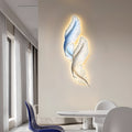 Elegant White Backlit Feather Wall Lamp with Remote for Bedroom Decor